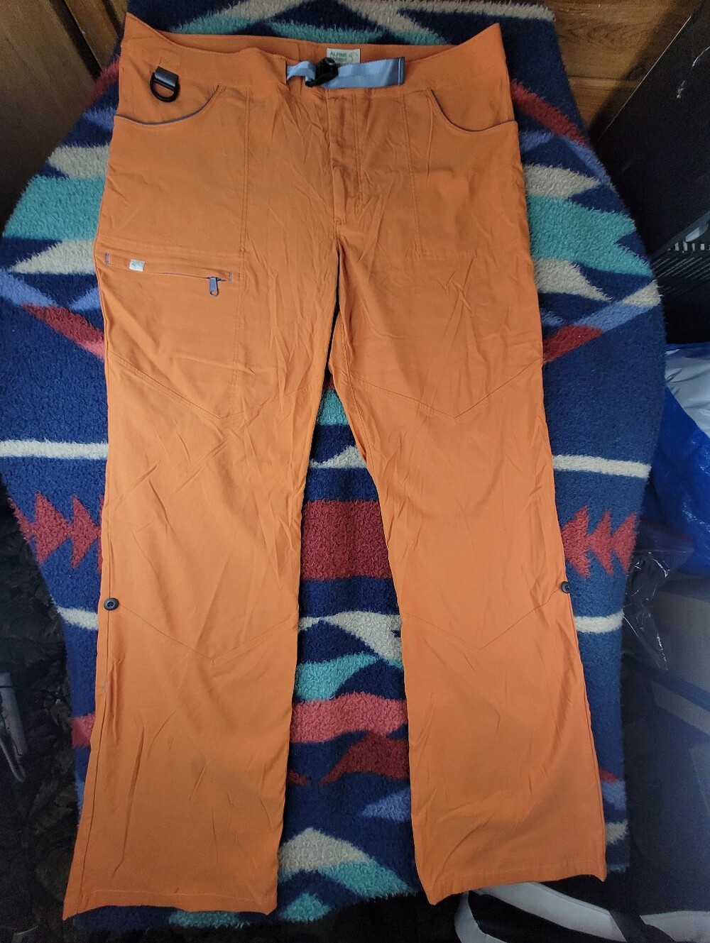 Alpine Parrot Mountain Pants Womens Sz 18 Orange Cargo Belted Hiking 40x31